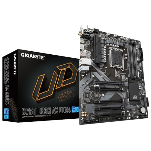 GIGABYTE B760 DS3H AX DDR4 (LGA 1700/ Intel/ B760/ ATX/ DDR4/ M.2/ PCIe 4.0/ USB 3.2 Gen 2 Type-C/WiFi 6E Realtek GbE LAN/Q-Flash Plus/PCIe EZ-Latch/Motherboard)