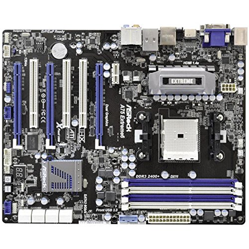 ASRock A75 Extreme 6 マザーボード(ソケットFM1、DDR3、ATX、ASRockインスタントブート)。