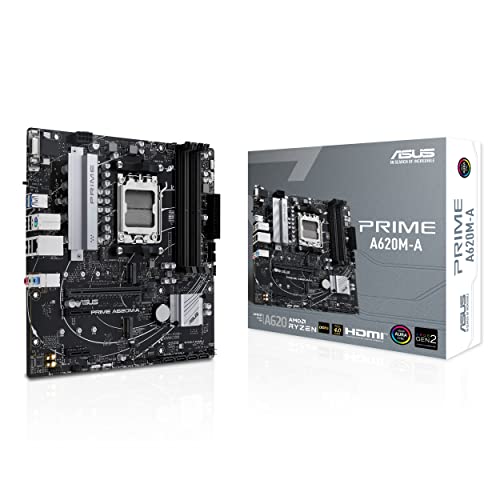 ASUS PRIME A620M-A-CSM - コーポレートステーブルモデル、AMD A620、AM5、Micro ATX、4 DDR5、VGA、HDMI、DP、GB LAN、PCIe4、2x M.2。 90MB1F10-M0EAYC