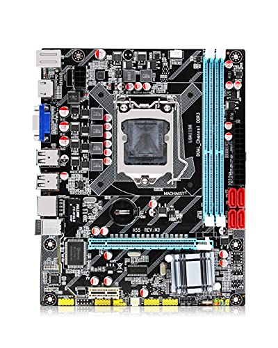 HXHBD マザーボード H55 マザーボード LGA1156 DDR3対応 Xeon Core 2/3 I3/I5/I7 CPUマザーボード PCI-Express USBポートデスクトップメインボード ZX-H55M