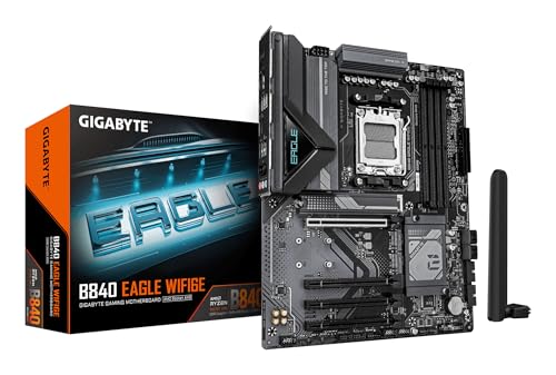 GIGABYTE B840 Eagle WIFI6E マザーボード - AMD Ryzen 9000プロセッサ、8+2+2フェーズVRM、最大8200MHz DDR5(O.C)、2xPCIe 4.0 + PCIe 3.0 M.2、Wi-Fi 6E、2.5GbE LAN、USB 3.2 Gen 2。 B840 EAGLE WF6E
