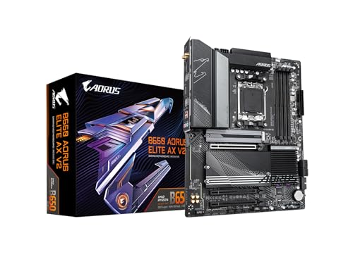 GIGABYTE B650 AORUS Elite AX V2 AMD AM5 ATX マザーボード、Ryzen 9000/8000/7000シリーズ、DDR5、12+2+2電源フェーズ、PCIe 5.0 M.2、USB-C 3.2 Gen 2、WIFI6E、2.5GbE、EZ-Latch、Q-Flash、RGBに対応。 フュージョン