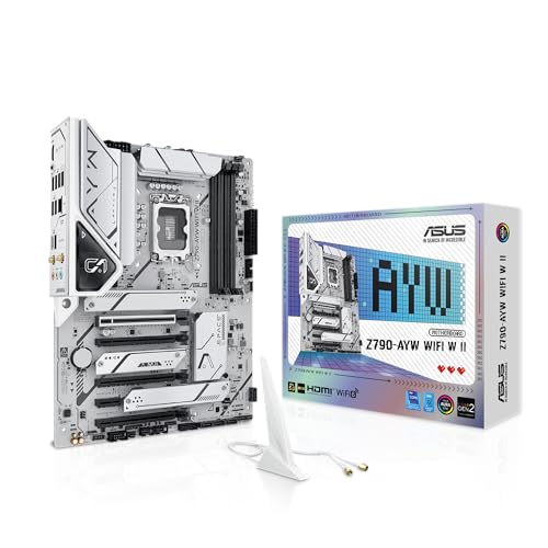 ASUS Z790-AYW WiFi W II Intel Z790 (LGA 1700) ATX マザーボード PCIe 5.0、3X M.2、12+1 DrMOS、DDR5、WiFi 6、2.5Gb LAN、HDMI、USB 10Gbps Type-C、USB 10Gbps Type-C、Thunderbolt、USB4、Aura Sync搭載