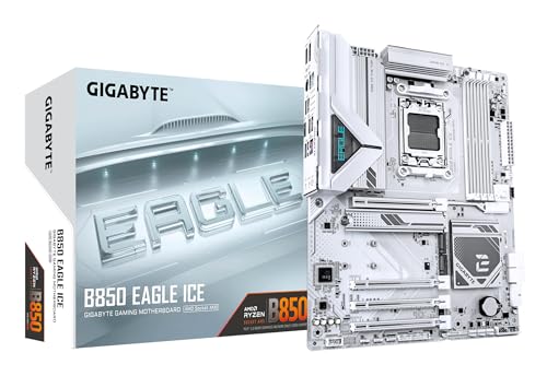 GIGABYTE B850 EAGLE ICEマザーボード - AMD Ryzen 9000シリーズCPU、8+2+2フェーズデジタルVRM、最大8200MHz DDR5(O.C)、1xPCIe 5.0 + 2xPCIe 4.0 M.2、2.5GbE LAN、USB 3.2 Gen 2。