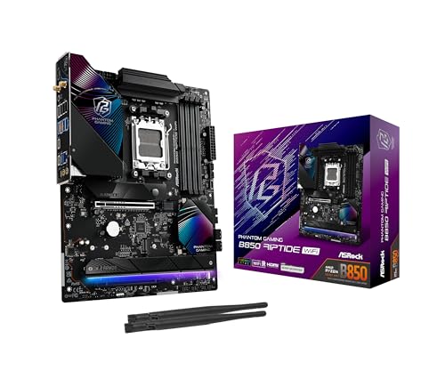 ASRock AMD B850 Phantom Gaming Riptide WiFi 7 ソケット AM5 Ryzen 9000/8000/7000 シリーズ DDR5 8000+ (OC) MHz 256GB ATX マザーボード M.2 SATA3 6.0 Gb/s PCIe 5.0 B850 RIPTIDE WIFI
