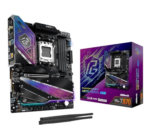 ASRock X870 Nova WiFi AM5 フラッグシップマザーボード | AMD Ryzen 9000/8000/7000 | DDR5 8400+ (OC) | デュアル USB4 | PCIe 5.0 | WiFi 7 | 18+2+1 電源フェーズ | 5GbE LAN 90-MXBT20-A0UAYAZ