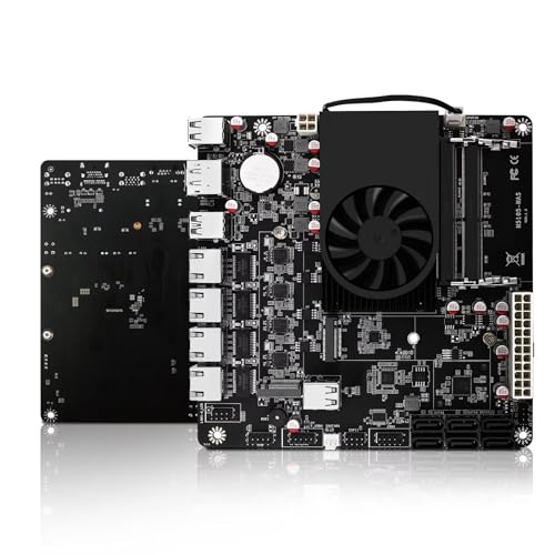 AIOPCWA NAS マザーボード 6ベイ インテルPentium Silver N6005 4C 4T TDP10W, Mini Itx Nas Motherboard, 4× I226V 2.5GbE-UDE LAN, 6× sata3.0, DP + HD(4K@60Hz) 二画面同時出力 DDR4 8GB RAM 256GB NVMe SSD AIO-NAS-N6005