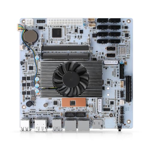 AIOPCWA NAS マザーボード 8 ベイ, Core i5 8265UES, 2×i226-V 2.5GbE LAN, Mini ITX Motherboard, 8×SATA3.0, DDR4 PC マザーボード, 2×M.2 NVMe (3.0 x2), 16GB RAM 128GB SSD, TF, PCIE x4 NASMB-8265UES