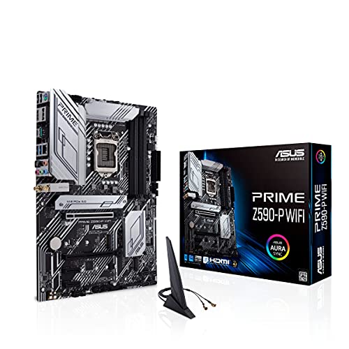ASUS Prime Z590-P WiFi LGA 1200 (Intel 第11/第10世代) ATXマザーボード (PCIe 4.0、10+1 Power Stages 3X M.2 WiFi 6、2.5Gb LAN、フロントパネル USB 3.2 Gen 2 USB Type-C、Thunderbolt 4 サポート Aura Sync RGB)。