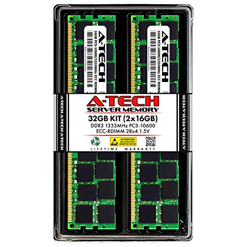 A-Tech 32GB キット (2x16GB) RAM Supermicro SUPER B9DRG, B9DRT, X9DR7-LN4F, X9DRL-iF, X9SRE-3F, X9SRH-7F, X9SRL-F, X9SRW-F | DDR3 1333MHz PC3-10600 ECC RDIMM 2Rx4 1.5V 登録済みサーバーメモリ アップグレード。 ASD606