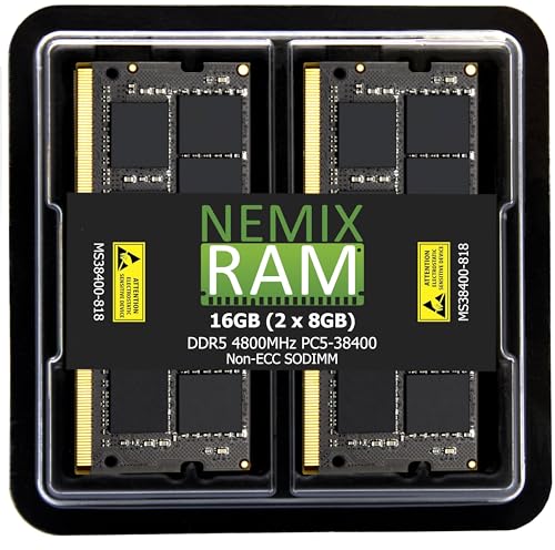 NEMIXRAM NEMIX RAM 16GB (2X8GB) DDR5 4800MHZ PC5-38400 1Rx8 1.1V CL40 262ピン ノンECCバッファード SODIMM ノートパソコン PCメモリキット Dell Precision 3260コンパクトワークステーション対応