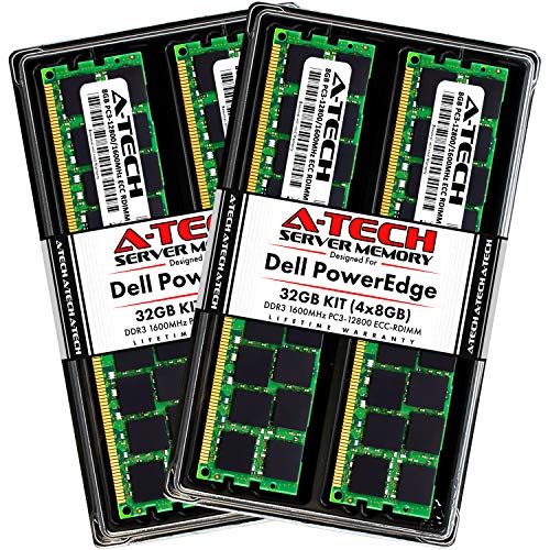 A-Tech 32GB キット (4x8GB) RAM ASUS RS920A-E6/RS8 RS924A-E6/RS8 ラックサーバー用 | DDR3 1600MHz PC3-12800 ECC RDIMM 2Rx4 1.5V 240ピン レジスタード DIMM メモリアップグレード