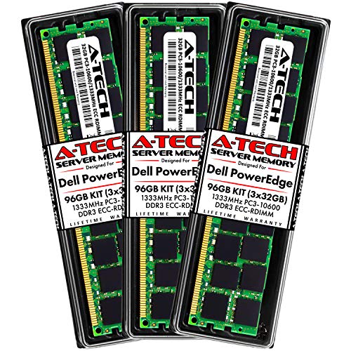 A-Tech 96GB (3x32GB) RAM Dell PowerEdge C6220 C6220 II C8220 C8220X サーバー用 | DDR3 1333MHz ECC-RDIMM PC3-10600 4Rx4 1.5V 240ピン ECC レジスタードDIMM サーバーメモリアップグレードキット