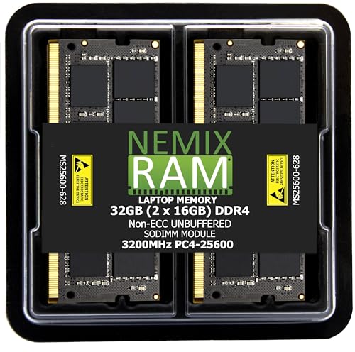 NEMIXRAM 32GB 2X16GB DDR4 3200MHz PC4-25600 2Rx8 1.2V CL22 260ピン ノンECC製 SODIMM キット NEMIX RAM ノートパソコン PCメモリ