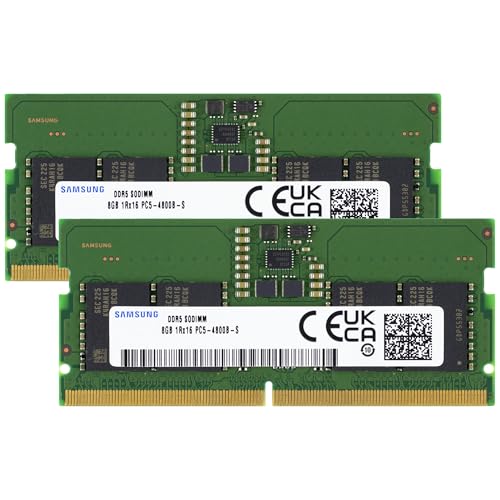 Samsung 16GB (2x8GB) DDR5 4800MHz PC5-38400 CL40 SODIMM 1Rx16 シングルランク 1.1V 262ピン ノートパソコン、ノートブックRAMメモリ