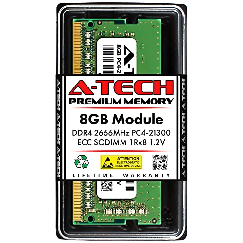 A-Tech 8GB 交換用 Dell AA318913 - DDR4 2666MHz PC4-21300 ECC アンバッファード SODIMM 1Rx8 1.2V - シングルサーバーメモリ RAM スティック (AA318913-ATC) ART259