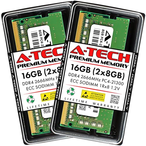 A-Tech 16GB (2x8GB) DDR4 2666MHz PC4-21300 (PC4-2666V) CL19 ECC SODIMM 1Rx8 1.2V 260ピン RAMメモリ マイクロサーバー ワークステーション ネットワークプラットフォーム用 AT8G2D4S2666ES8N12V