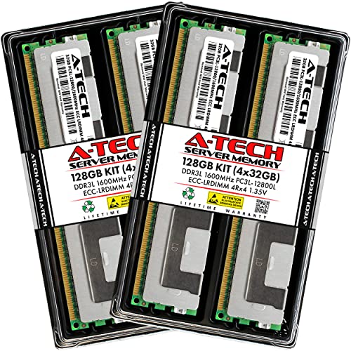 Supermicro A-Tech 128GB キット (4x32GB) RAM Supermicro SuperServer 1027R-73DAF, 2027GR-TSF, 2027R-AR24, 2027TR-H72RF, 6027R-N3RF | DDR3 1600MHz PC3-12800 ECC LRDIMM 4Rx4用 1.35V。 負荷軽減サーバーメモリのアップグレード。 ASB342