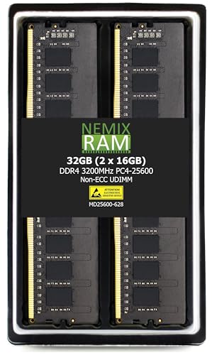 NEMIXRAM NEMIX RAM 32GB (2X16GB) DDR4 3200MHZ PC4-25600 2Rx8 1.2V CL22 288ピン ノンECCバッファード UDIMM デスクトップPCメモリキット ASUS ROG Strix B550-F Gaming WiFi IIマザーボード対応