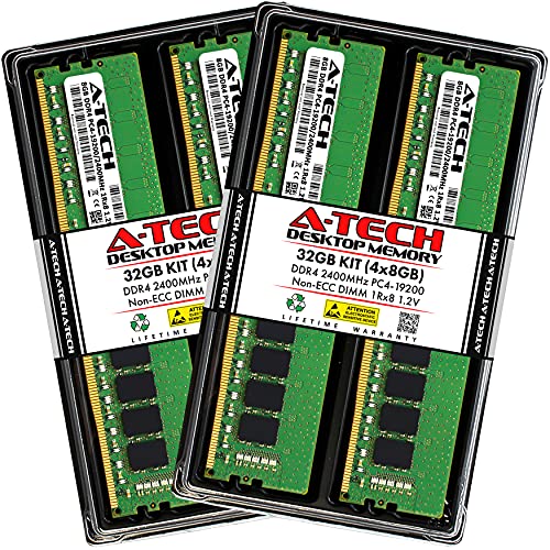 A-Tech 32GB (4x8GB) RAM 交換用 Corsair CMK32GX4M4A2400C16 | DDR4 2400MHz PC4-19200 UDIMM Non-ECC 1Rx8 1.2V 288ピン メモリキット
