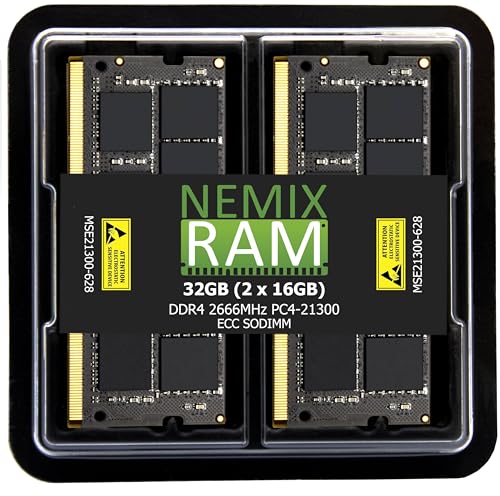NEMIXRAM NEMIX RAM 32GB (2X16GB) DDR4 2666MHZ PC4-21300 2Rx8 1.2V 260ピン ECC バッファなし SODIMM NASメモリーキット Synology Rackstation RS822+対応