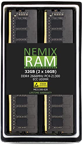 NEMIXRAM NEMIX RAM 32GB (2X16GB) DDR4 2666MHZ PC4-21300 2Rx8 1.2V 288ピン ECC アンバッファード UDIMM メモリキット Synology RackStation RS2821RP+ NAS対応