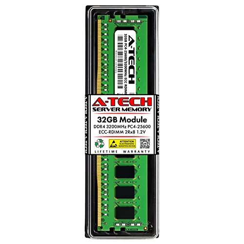 A-Tech 32GB Cisco UCS-MR-X32G2RW - DDR4 3200MHz PC4-25600 ECC レジスタード RDIMM 288ピン 2Rx4 1.2V - シングルサーバーメモリー RAM スティック (UCS-MR-X32G2RW-ATC) ART911