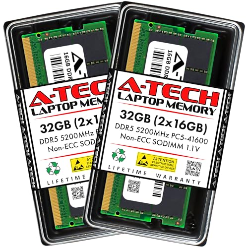 A-Tech 32GB キット (2x16GB) RAM ASUS NUC 14 Performance Mini PC用 | DDR5 5200MHz PC5-41600 SODIMM 1.1V 262ピン ノンECC SO-DIMM メモリアップグレード