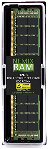 NEMIXRAM NEMIX RAM 32GB (1X32GB) DDR4 3200MHZ PC4-25600 2Rx4 1.2V 288-PIN ECC RDIMM Compatible with Dell PowerEdge R6515 SNP75X1VC/32G AA783422 Registered Serv