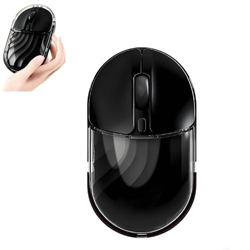 ワイヤレスマウス Bluetooth & 2.4G デュアル接続 軽量70g 静音 水しぶき波紋 中小手女性向け TYPE-C充電式 透明デザイン 持ち運び便利 3段階DPI調整 PC/ノートパソコン/iPad/タブレット/スマホ/iPad/Windows/Mac/Android対応 (BLACK) JMCM0916R