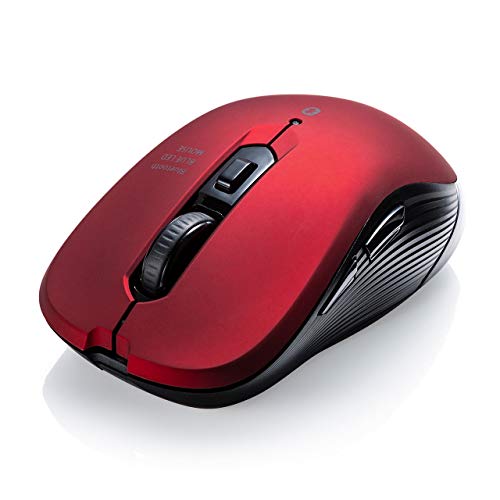 イーサプライ マウス Bluetooth ワイヤレス ブルーLEDセンサー 5ボタン 左右対称 iPadOS対応 中型 レッド EZ4-MABT158R