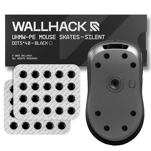 Wallhack マウスソール 静音 UHMW-PE ドット型 汎用 ゲーミングマウス スピード コントロール バランス 布ガラス両対応 簡単装着 ブラック 7mm WSX10002