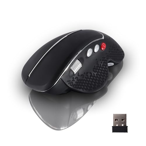 GUGUELEC マウス 無線 静音 2.4GHZ 6ボタン Mサイズ【戻る/進むボタン搭載】dpi切替 4800DPI 電池式 エルゴノミクスマウス レシーバー付属 光学式 縦型マウス 握りの極み パソコン/タブレット用 Windows7/8/10 /Mac/iOS/XPに対応 （ブラック） CM0335-B