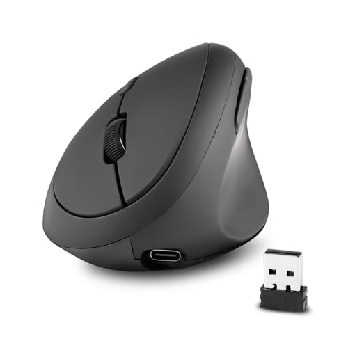 Perixx PERIMICE-719R ワイヤレス 2.4G 充電式エルゴノミックマウス - 有線&ワイヤレス充電対応 - ブラック