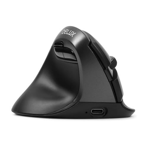 DELUX エルゴノミクスマウス 左利き 無線縦型マウス 静音 小手用 4000DPI 左手用 充電式 2.4G/Bluetooth デュアルモード 手首への負担を軽減 ラップトップ/PC/Mac用（M618MINI ZD 左手 - ブラックグレー） M618MINI ZD Left