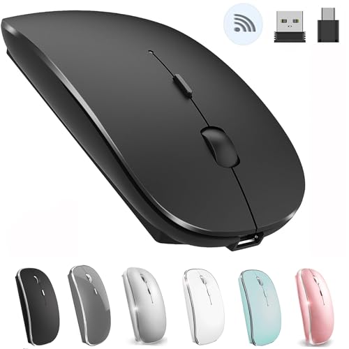 Harfoowo Rechargeable Wireless Mouse for Mac Wireless Mouse for Laptop iMac MacBook Pro MacBook Air Desktop Computer Chromebook Windows (Silver) J8-J13
