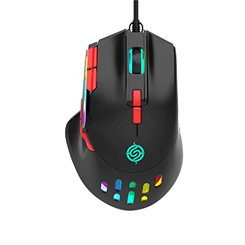 CAZSTYK 9キー USB エルゴノミックゲーミングマクロプログラミング 6400DPI RGB 光学マウス コンピューター/ノートパソコン用