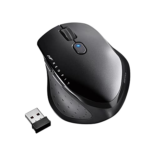 バッファロー 無線 BlueLED 5ボタン 抗菌・抗ウイルス ネオフィットマウス Mサイズ ブラック BSMBW515MVBBK