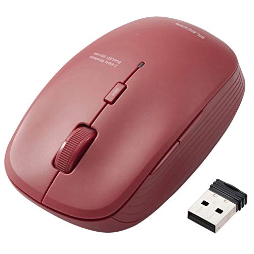 ELECOM エレコム ワイヤレスマウス M-BL21DBKRD 5ボタン 3段階ポインタ速度可変 抗菌 レッド