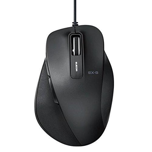 エレコム マウス 有線 Mサイズ 5ボタン (戻る・進むボタン搭載) BlueLED 握りの極み ブラック M-XGM10UBBK