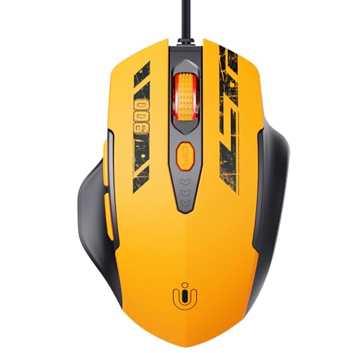 Mad Catz Uineer 有線マウス USBマウス 有線 6ボタン 人間工学デザイン 1.5m USBケーブル コンピューターマウス 7200DPI PCノートパソコン用 イエロー