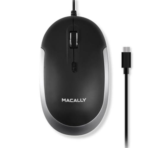 Macally 有線USB-C マウス - スリム 静音 3ボタン スクロールホイール 4DPIモード800/1200/1600/2400 MacおよびPC用 、ノートパソコン/MacBook Pro/Air/iMac用 (‎UCDYNAMOUSESG)