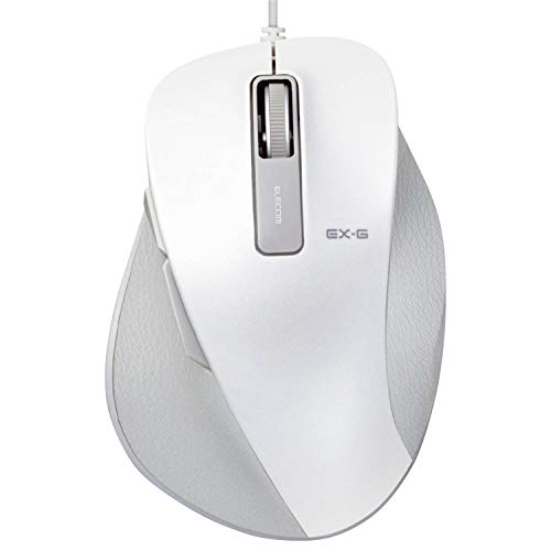 エレコム マウス 有線 Mサイズ 5ボタン (戻る・進むボタン搭載) BlueLED 握りの極み ホワイト M-XGM10UBWH
