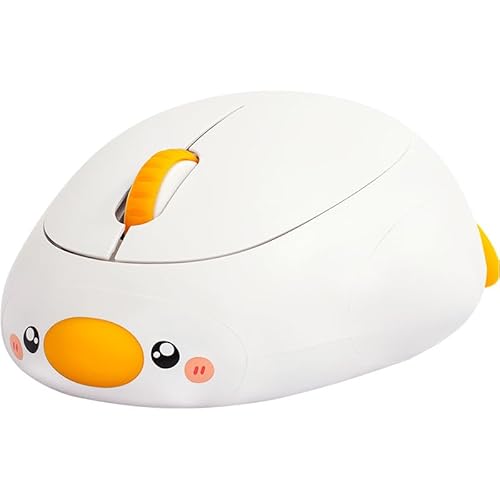 【可愛いペンギン&アヒルデザイン】マウス 無線 Bluetooth/2.4Gデュアルモード 3台同時接続可能 静音 4ボタン TYPE-C充電式 人間工学 高精度 女性/子供/学生向け スマホ/タブレット/ノートパソコン/PC/iOS/Android/Windows対応 (白いアヒル) ARCM0934R