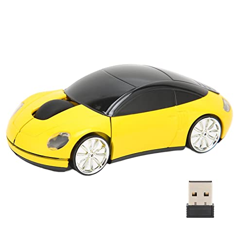 ASHATA マウス 2.4GHz クール 3D スポーツ カーシェイプ ゲーム USBレシーバー付き PC/コンピューター/ノートパソコン用 (イエロー) ASHATArm9gs3exi1552