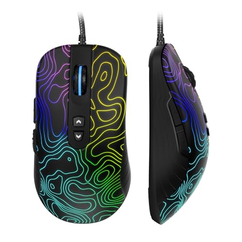 Womier 有線ゲーミングマウス 12800 DPI RGB コンピューターマウス 地形図 7つのプログラム可能なボタンと7つのバックライトモード ソフトウェア対応 DIYブラックゲーマーマウス ノートパソコン PC Mac Windows用 (G706)
