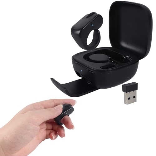 リングマウス Bluetooth/2.4G接続 タッチパッド付き 指マウス 指輪設計 充電式 充電ケース付き YouTube/Tiktok/lnstagram/E-book 36g超軽量 ページめくり/自撮り/ビデオ/プレゼンテーション iOS/macOS/Android/Microsoft ユーザー向け (ブラック)