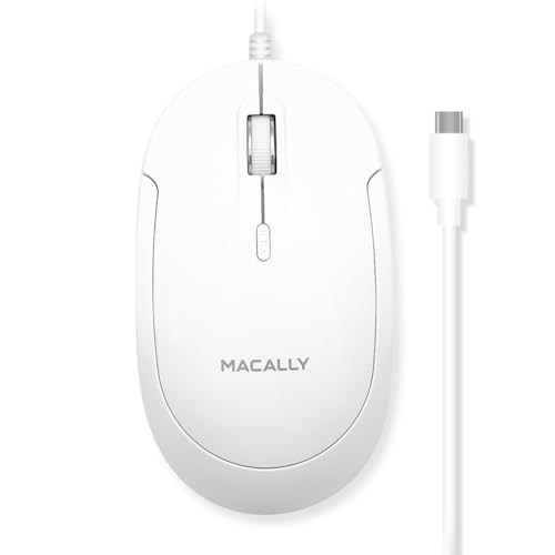 Macally 有線USB Cマウス MacおよびPC用 - スリムで静かで信頼性 - MacBook Pro/Air、iMac、Apple iPad、ノートパソコン、コンピューターデスクトップ、3ボタン、スクロールホイール、USBC、4DPIモード用のType Cマウス AUB097QBMZJV