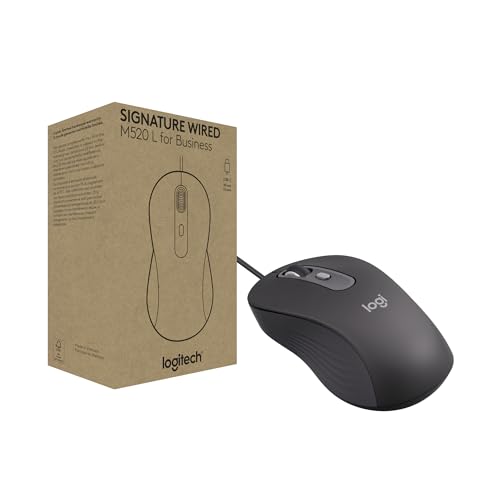 Logitech (ロジクール) Signature 有線M520 L ビジネス用 光学有線マウス USB-C プラグアンドプレイ Windows/Mac/Chrome/PC/ノートパソコン - グラファイト