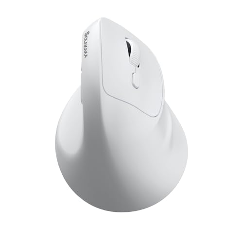SOLAKAKA SM520 エルゴノミックマウス 24000 DPI プログラム可能なサイドボタン付き垂直マウス トライモード接続付きワイヤレスマウス BT5.0/USB-C/2.4GHz デスクトップ/PC/ノートパソコン用 (ホワイト)